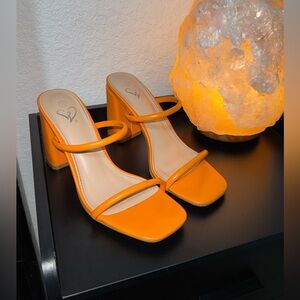 Windsor Orange Strappy Block Heel Sandals